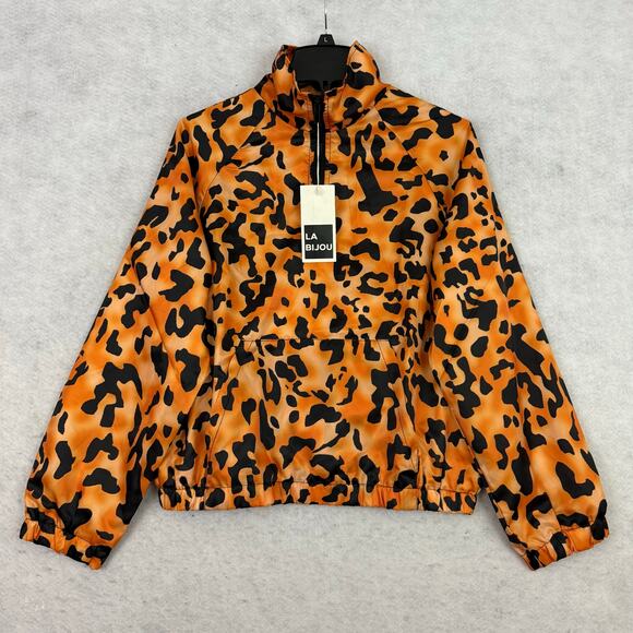 La Bijou Leopard Print Windbreaker Jacket NWT Women M Pullover Lightweight - Picture 6 of 12